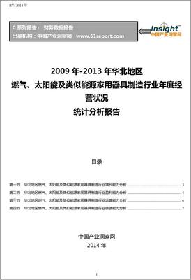 2009-2013年华北地区太阳能用器具制造行业经营状况分析年报